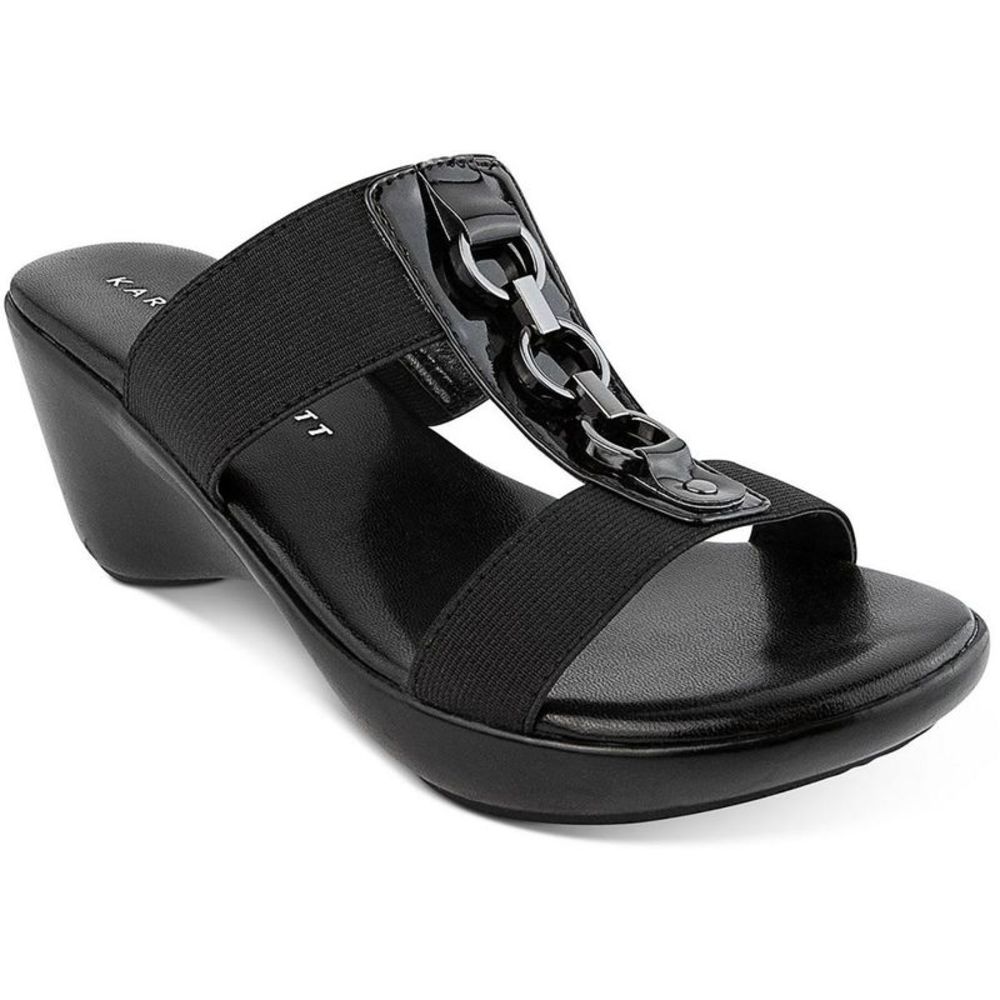 Karen Scott Womens Pimaa Black Slip On Wedge Casual Wedge Sandals Shoes NWT